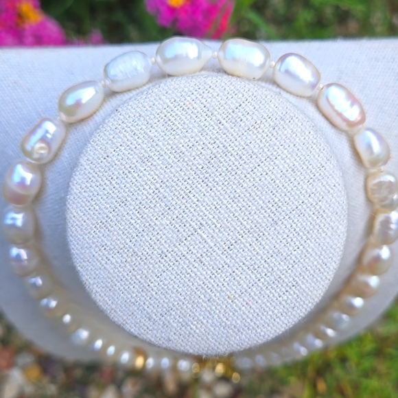 Genuine Baroque Freshwater Pearl Gold Waterproof Toggle Necklace NEW - Picture 8 of 9